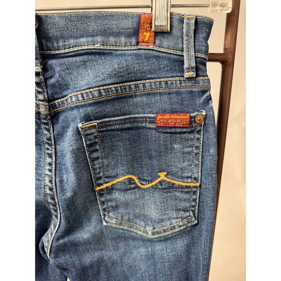 7 For All Mankind Kaylie Jeans Flared Leg Mid-Rise Denim Blue Womens Size 27 - Picture 5 of 16